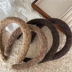 Lot de 3 serre-têtes épais en laine texturée aux tons dégradés de marron et beige