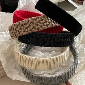 Serre-tête en Laine Tricotée à la Mode pour Femmes Texture à Côtes Couleur Unie Automne Hiver Accessoires Cheveux