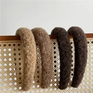 Lot de serre-têtes rembourrés en laine marron, accessoire d'hiver élégant et polyvalent