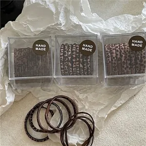 Set di 8 elastici per capelli leopardati in eleganti scatole regalo in acrilico per styling