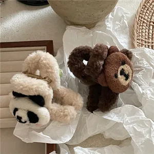 Women Autumn Winter Plush Bear Panda Hair Claw Clip Soft Wool Felt Hair Accessories Korean Sweet Style Hair Catch