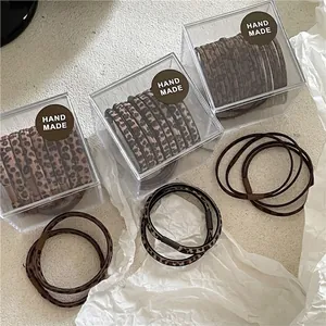 Elastici per Capelli Scrunchies con Stampa Leopardata Alta Elasticità Fatti a Mano Fasce per Capelli in Tessuto Marrone