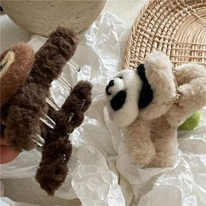 Plush brown bear and panda hair claws in soft faux fur for autumn winter hair styling