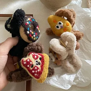 Süße Plüsch Cartoon Essen Haarklammer Für Damen Koreanische Süße Wollfilz Pizza Donut Keks Käse Haarschmuck