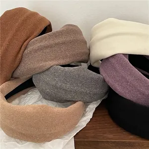 Women Wide Fabric Padded Sponge Headband Korean Style Solid Color Thick Non Slip Hair Hoop Fashion Hair Accessories