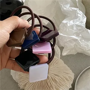Élastique à Cheveux en Plastique Carré Géométrique Style Coréen Support de Queue de Cheval Simple pour Femmes