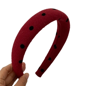 Festive red sponge padded headband with cute black polka dots for women hair styling