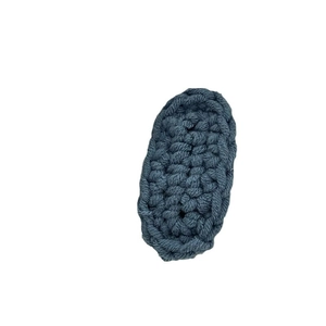 Handmade crochet oval hair clip in grey-blue knit with high-quality woven texture