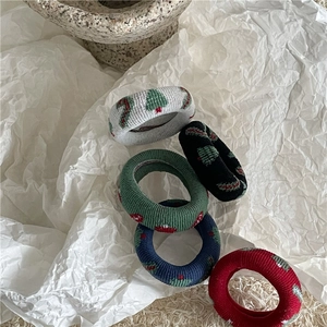Lot de 5 chouchous en maille épaisse avec motifs de sapins de Noël pour femmes