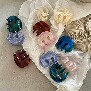 Acetate Marble Texture Mini Hair Claw Clips Oval Elegant Hairpins For Women Fashion Daily Styling Hair Accessories