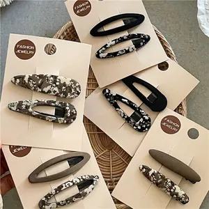 Pinces à Cheveux en Tissu Floral Clips BB Géométriques Ovales en Forme de Goutte d'Eau Barrettes Faites à la Main Style Coréen pour Femmes