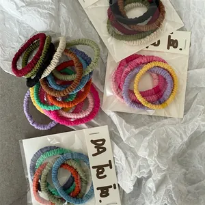 Élastiques à Cheveux en Tissu Ridé pour Femmes Filles Doux Couleur Crème Support Queue de Cheval Accessoires Cheveux Faits à la Main