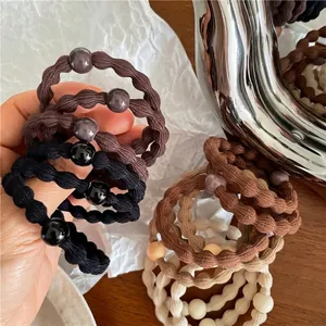 Elastici per Capelli in Tessuto Ondulato in Stile Coreano da Donna Con Decorazione in Plastica Toni Terra Fatti a Mano Corda per Capelli