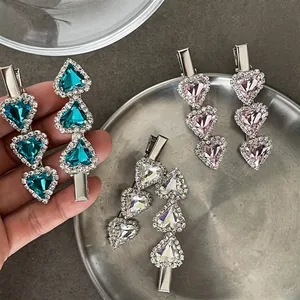 Korean Style Alloy Heart Rhinestone Hair Clip Elegant Sparkling Heart Duckbill Clip Sweet Daily Hair Accessory For Women