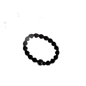 Elastico per capelli nero con trama ondulata e perla lucida accessorio minimalista