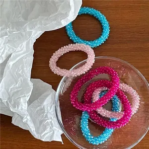 Koreaanse Stijl Kristallen Kralen Scrunchie Zoete Hars Kralen Elastische Haarelastiek Voor Dames Meisjes Mode Paardenstaarthouder