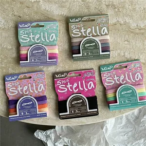 Five-piece set of cream colored high elastic hair ties with a 5cm diameter design