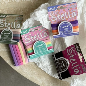 Five-piece set of pastel elastic seamless hair ties in assorted macaron and Morandi colors