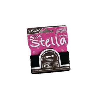 Five-pack of black high-elasticity hair ties on floral display card for women