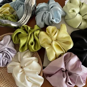 Elegant Satin Scrunchies Large Solid Color Hair Ties For Women Korean Style Hair Rope Ponytail Holder Styling Accessories