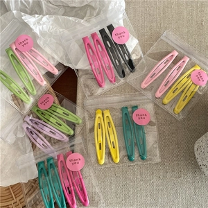 Colorful matte oval BB hair clips set in transparent packaging with thank you stickers