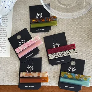 Acetate Geometric Rectangular Hair Clips For Women Girls Korean Style Tortoiseshell Pattern Handmade Barrette Accessories