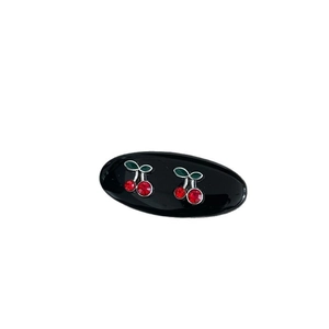 Barrettes à cheveux cerise exquises avec cristaux rouges et feuilles vertes sur support noir