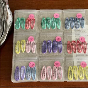 Lot de barrettes BB à carreaux colorés avec épingles à cheveux pour jeunes filles