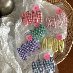 Barrettes Clic-Clac Goutte d'Eau à Carreaux Gingham pour Femmes Filles Mignon Preppy Tissu Enveloppé Épingles à Cheveux Bijoux