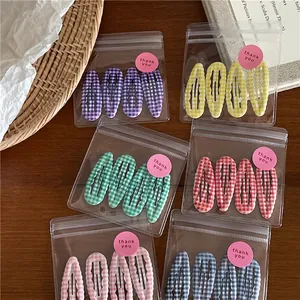 Lot de 24 barrettes à cheveux en tissu à carreaux en six couleurs vives pour filles