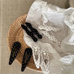 Vintage Polka Dot Fabric Hair Clip Geometric Water Drop BB Clip And Wave Alligator Clip Hairpin Women Hair Accessories