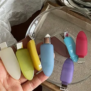 Colorful macaron matte hair clips set for styling, seamless jelly texture duckbill pins