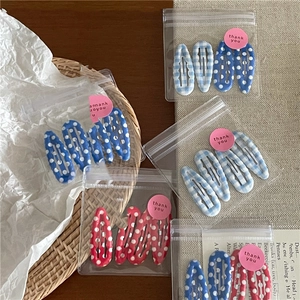 Set van BB-haarklemmen met stippen en ruitjes in blauw en rood voor dames en meisjes