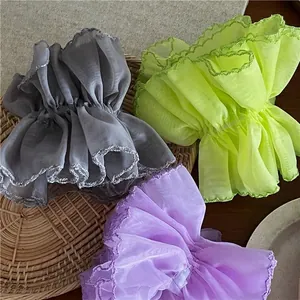 Large Organza Mesh Scrunchies Breathable Ruffled Hair Ties Fresh Korean Style Ponytail Holder Women Daily Hair Accessories