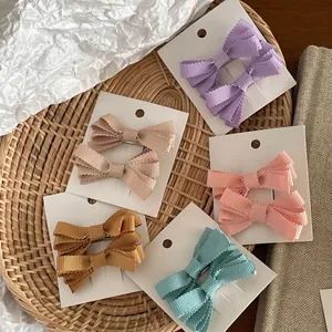 Dolci Fermagli per Capelli con Fiocco in Nastro Grosgrain per Donna Ragazza Stile Coreano Clip a Becco d'Anatra in Tessuto Colorato Accessori per Capelli alla Moda