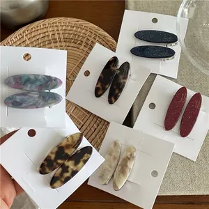 Pinces à Cheveux Élégantes en Acétate Ovales pour Femmes Style Français Motif Marbré Écaille Alliage Pinces Crocodiles Accessoires Cheveux