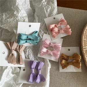 Set di 6 paia di fermagli per capelli con fiocco in tessuto color pastello per bambine