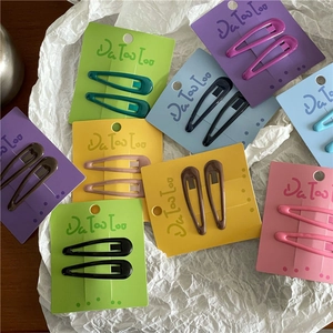 Set of two colorful 6cm cream-colored water drop BB hair clips for girls hair styling