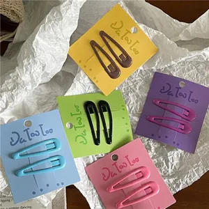 Set of colorful cream-colored drip oil BB hair clips with 5 assorted pastel colors