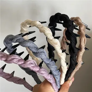 Cerchietti intrecciati in tessuto a rete antiscivolo colori assortiti con dentini