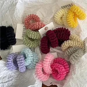 Colorful lace mesh scrunchies set for ponytail styling on display cards