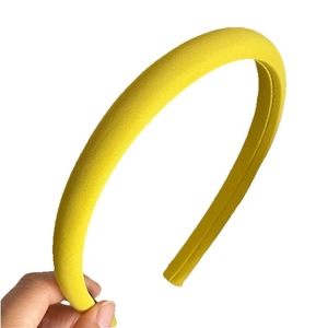 Trend yellow twill textured sponge headband with padded fabric for a slim face look