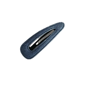 Denim blue teardrop BB hair clip featuring premium fabric texture on a metallic base