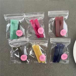 Set of 6 pairs colorful jelly texture rectangular hair clips in individual packaging