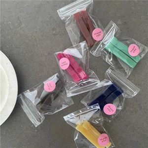 Rectangle resin hair clips in various jelly colors packed with thank you stickers