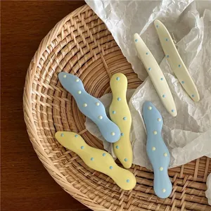 Sweet Polka Dot Wavy Hair Clips Colorful Duckbill Barrettes Korean Style Metal Hair Accessories For Women Girls Hair Styling