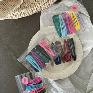 Colorful macaron metal BB hair clips set in transparent gift packaging with thank you sticker