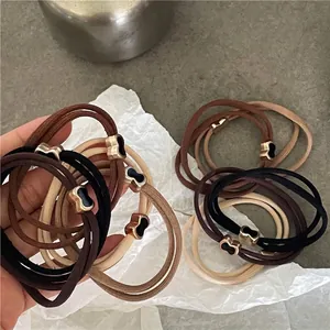 Elastici per Capelli con Fiocco in Stile Coreano per Donna Alta Elasticità Doppio Filo Fasce per Capelli in Tessuto Nero Caffè
