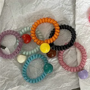 Élastiques spirales colorés pour cheveux avec perles mates pour coiffure queue de cheval