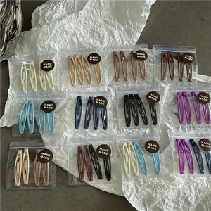 Barrettes à cheveux mates aux tons neutres café et crème, ensemble de 4 pièces